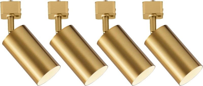 VANoopee GU10 Track Lighting Heads H Type Gold LED Track Light Heads Compatible with Halo Style System, MR16 GU10 Base Adapter Ceiling Spot Light Fixture Direction Adjustable, Pack of 4, No Bulbs - Image 1